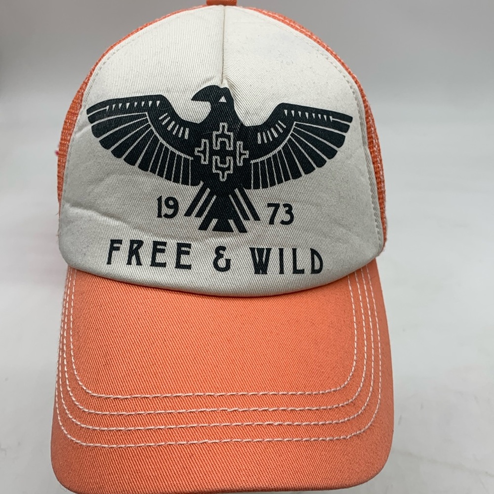 Billabong White and Orange 'Free & Wild' Trucker Hat